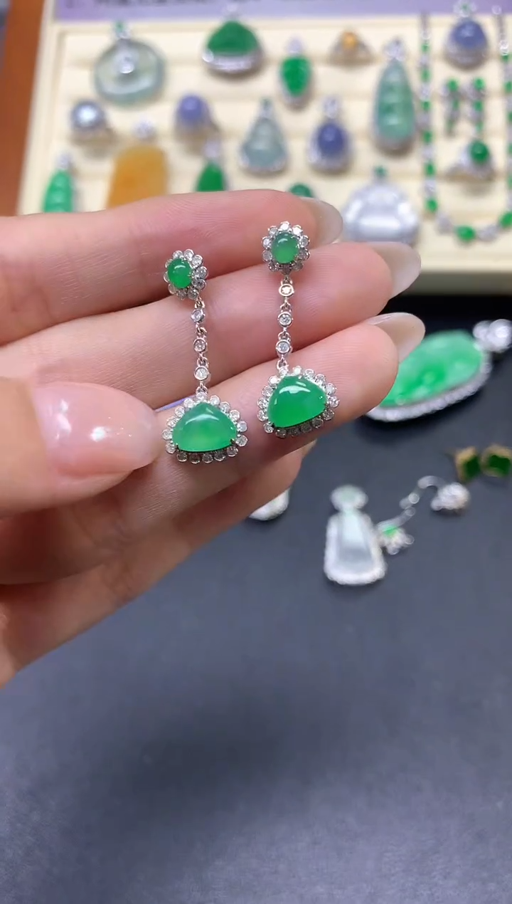 【闪购商品】翡翠耳饰18K金镶嵌耳饰|4500+450