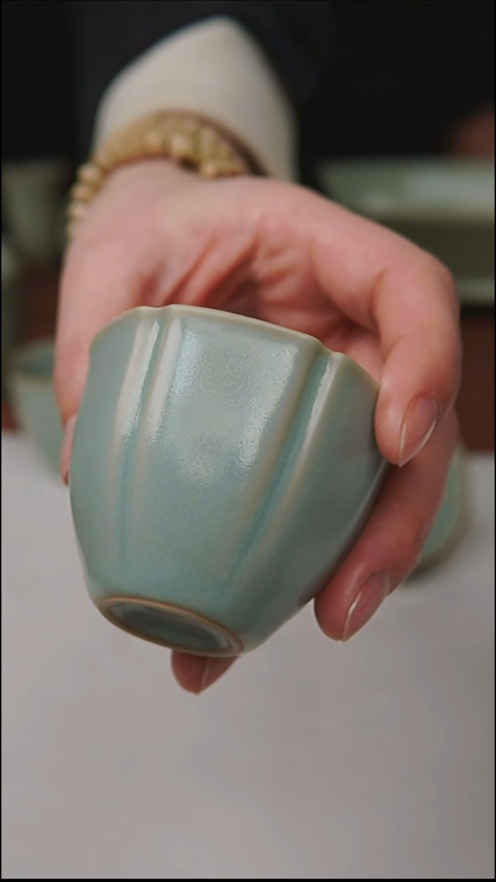 杯子瓷富山严选汝瓷，花口杯