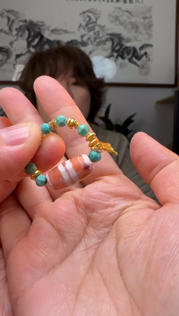 【闪购商品】绿松石戒指18K金镶嵌时尚百搭A1639