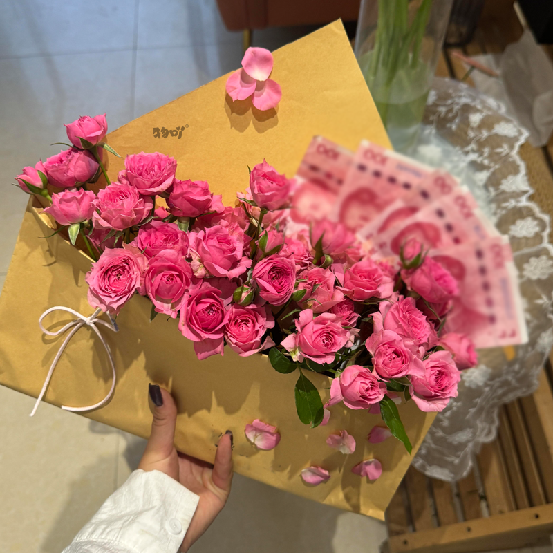 浪漫高级感玫瑰信封花束成品有钱花仿真花花束生日礼物女生礼品