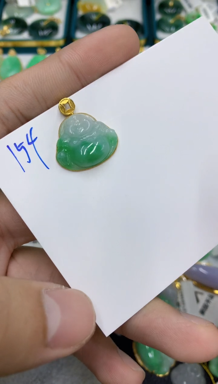 【闪购商品】翡翠颈饰18K金镶嵌天然缅甸A货翡翠