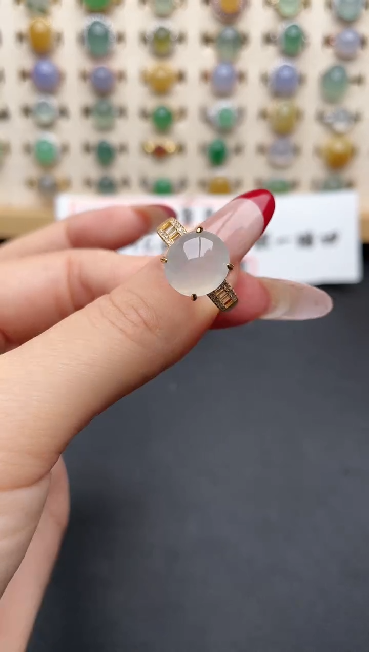 【闪购商品】翡翠戒指银S925镶嵌一物一证一礼盒