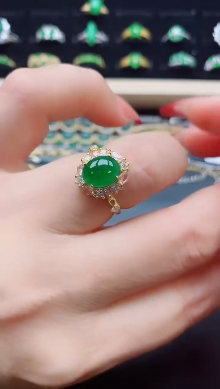 【闪购商品】翡翠戒指银S925镶嵌321321