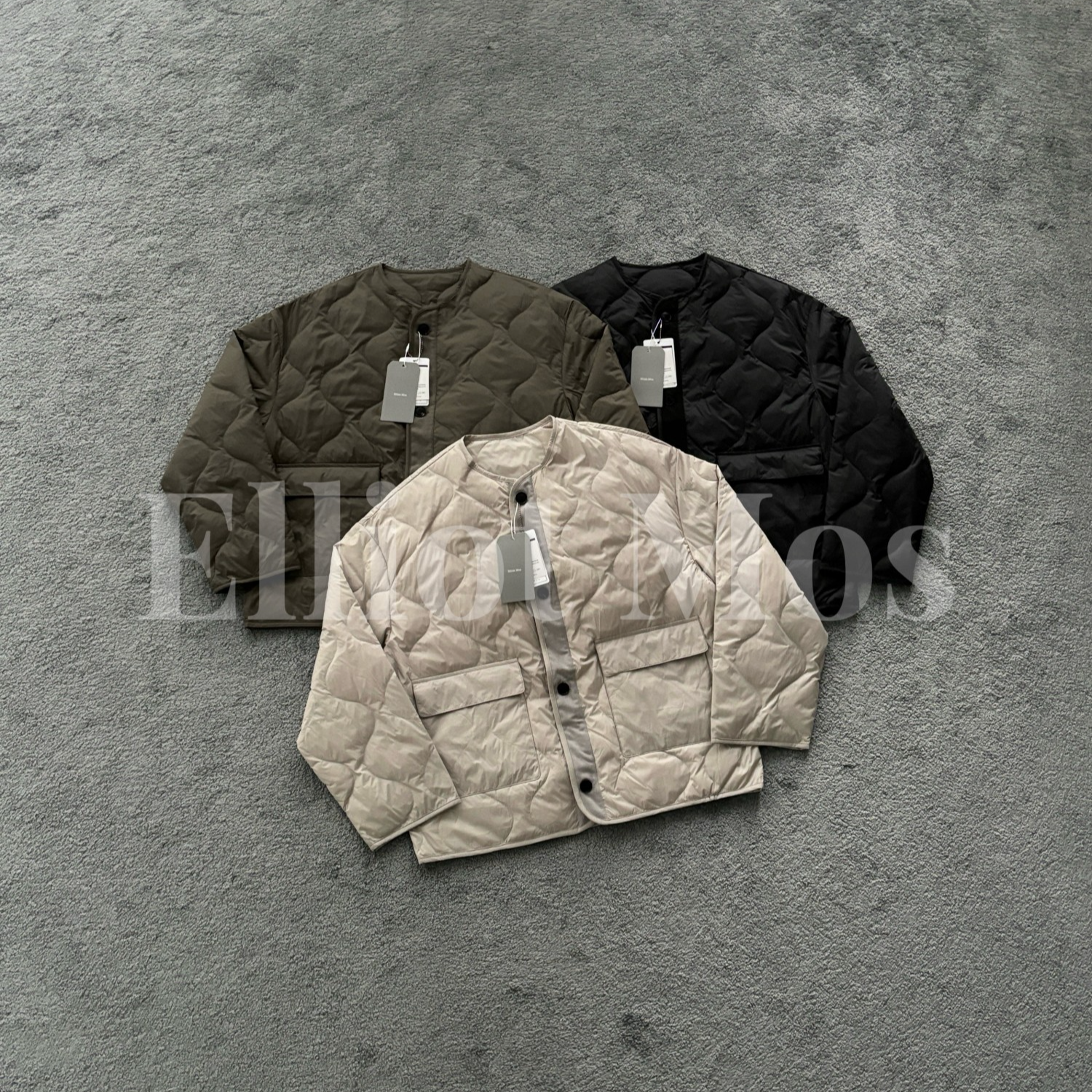 Elliot Mos 轻暖菱格~Down jacket  拼接圆领薄款羽绒服-1322