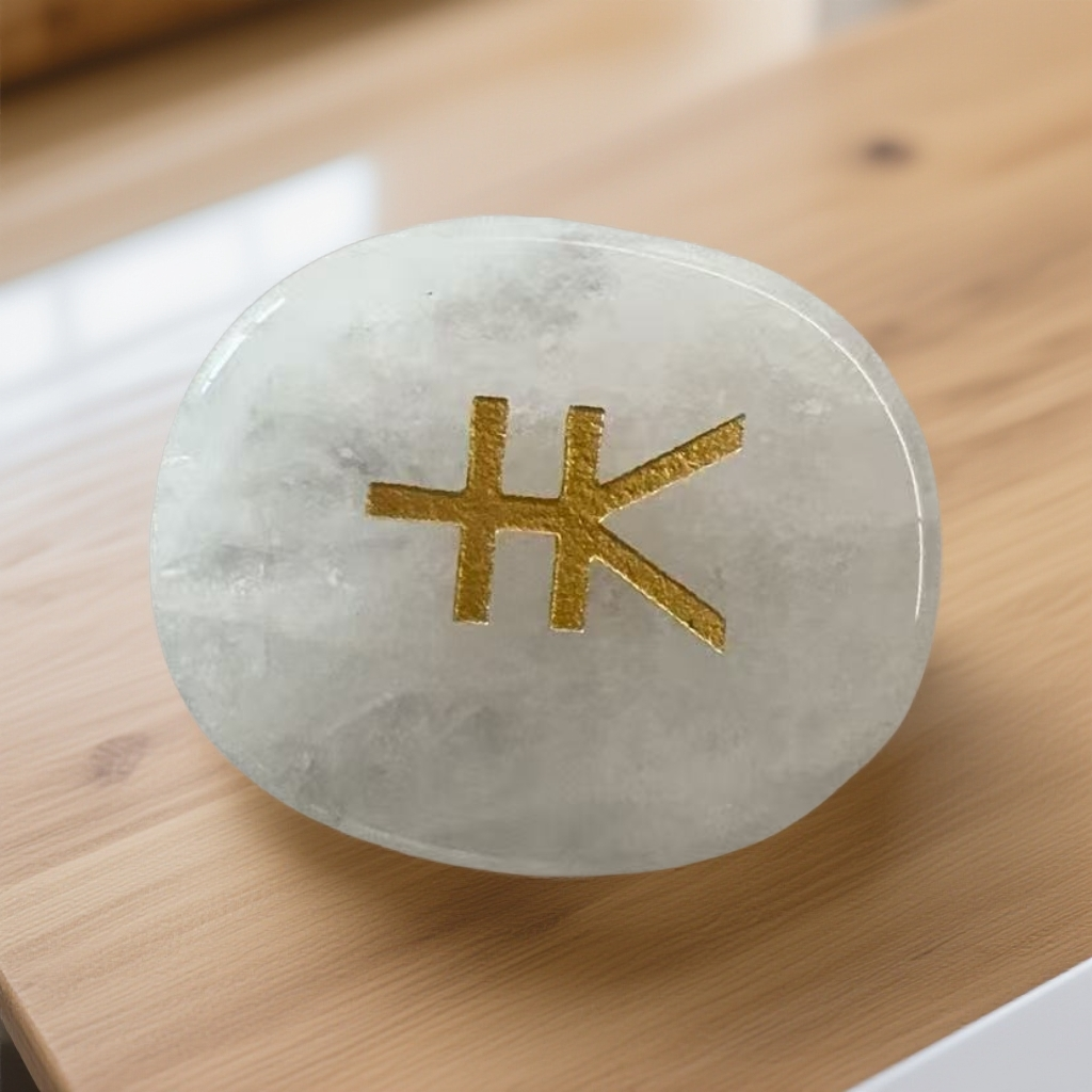  水晶雕刻灵气符号图案 【 白色】【赠送财富灵气课程】桌面摆件