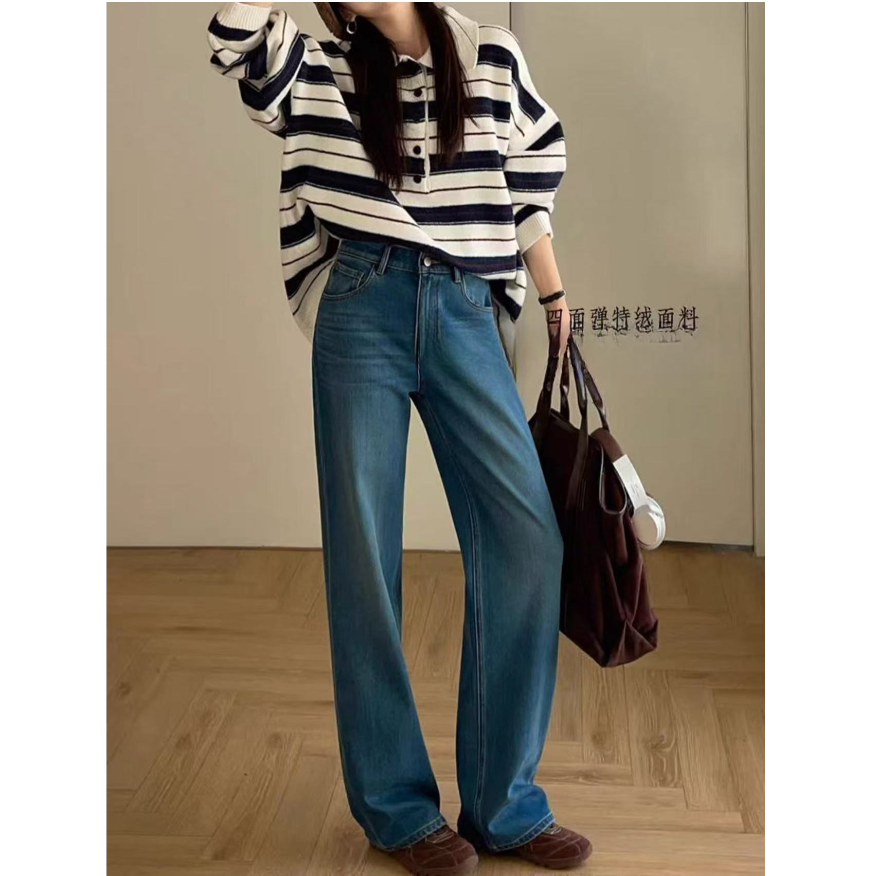 加绒）TOP1的销冠排单王！时髦显白韩国蓝绿调，窄版直筒裤带痞帅感