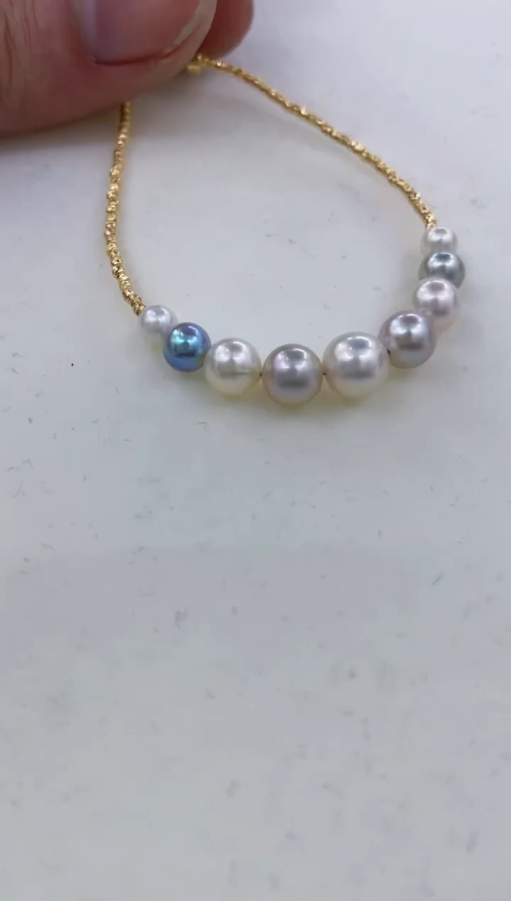 银S925镶嵌手链海水珍珠  