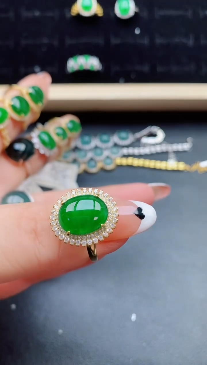 【闪购商品】翡翠戒指银S925镶嵌1321