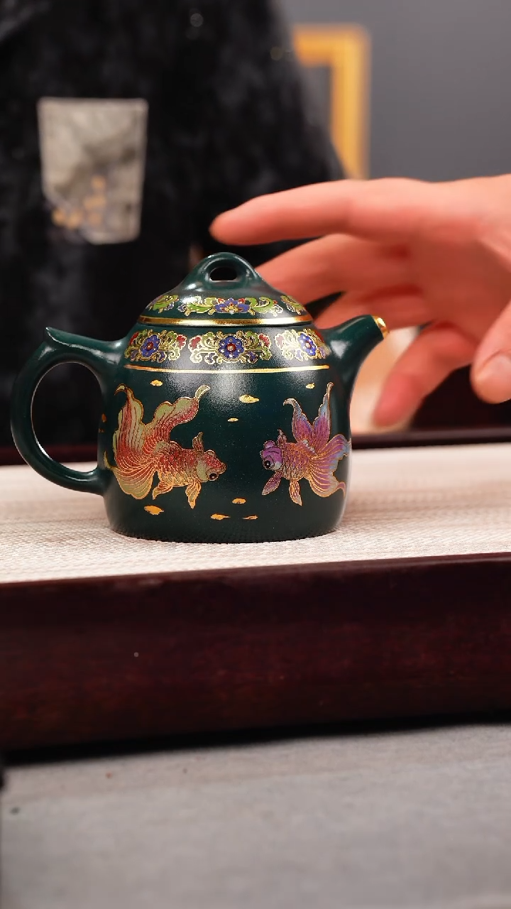 茶杯紫砂绿泥珐琅彩金鱼秦权