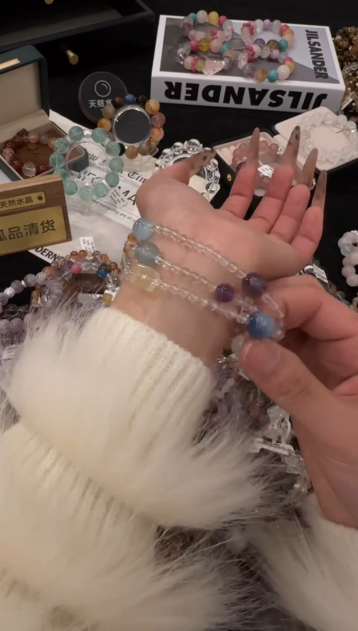 合金手链水晶白水晶三圈x3372