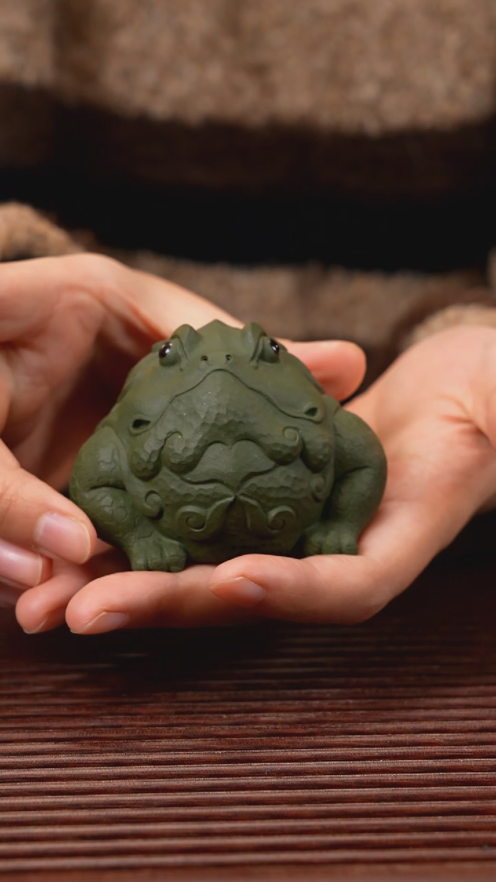 【闪购商品】紫砂茶宠绿泥富贵蛙