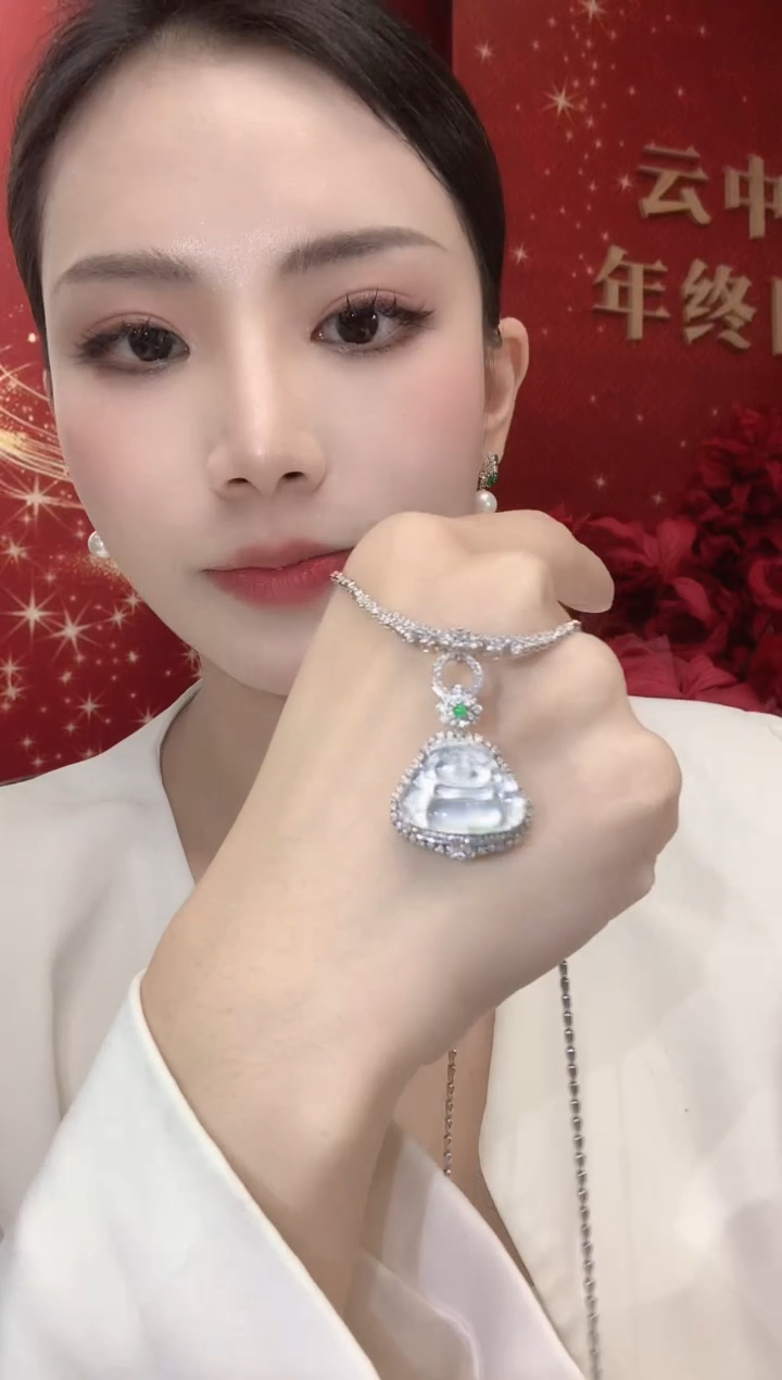 吊坠(不含链)18K金镶嵌翡翠D9