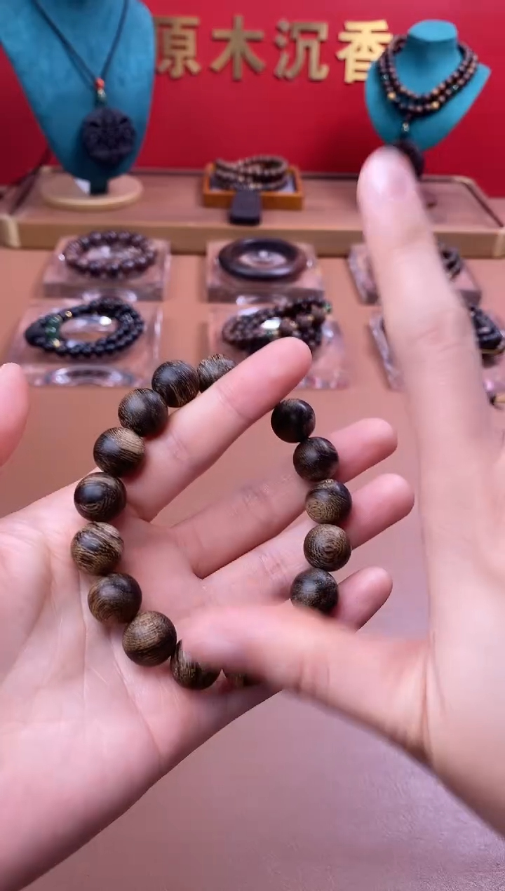 【闪购商品】沉香手串P沉水芽庄黄棋12瘿子瘤疤单圈