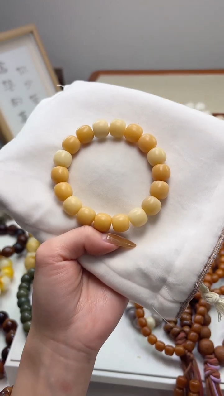 手串菩提根/象牙果沐h96二舅干磨桶珠11*13mm手串