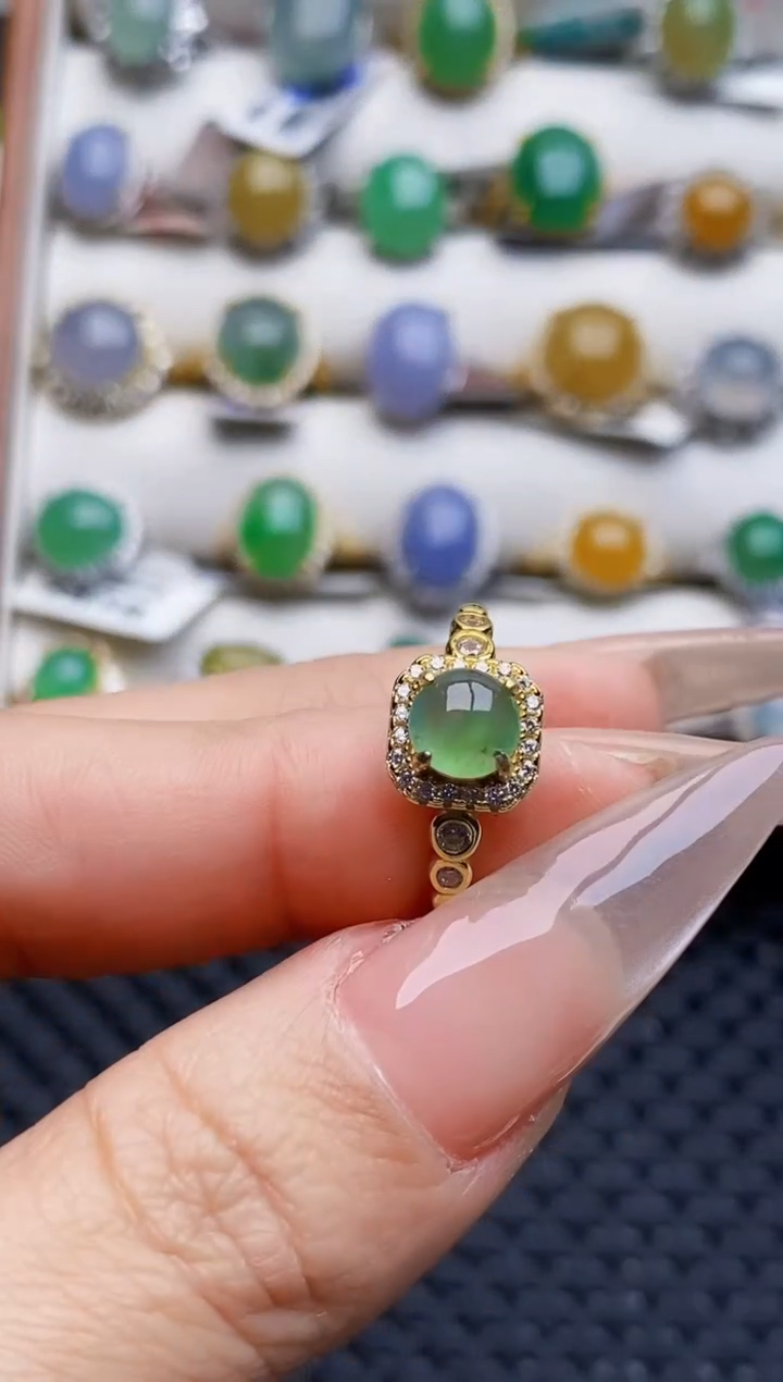 银S925镶嵌戒指翡翠3111