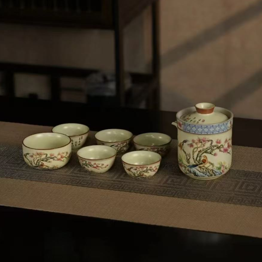 喜上眉梢一壶六杯带包户外便携式旅行茶具