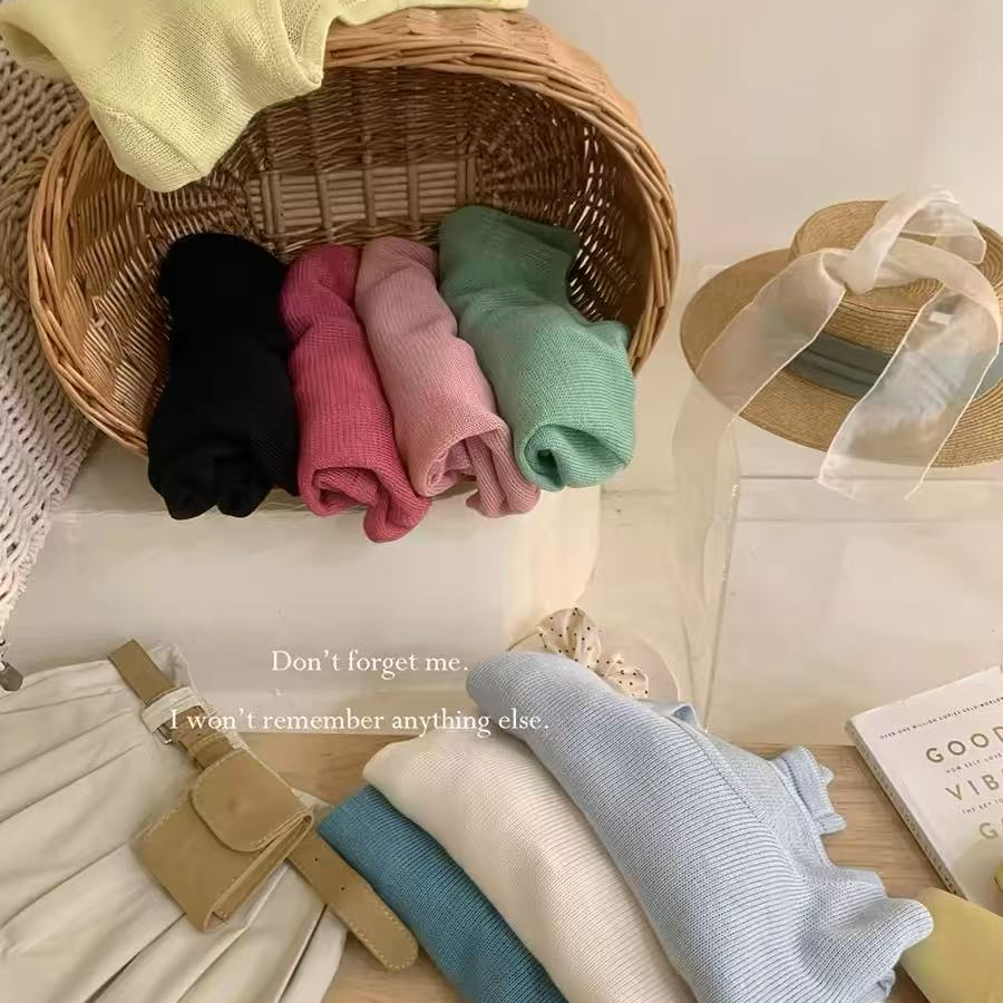 【运补6米】韩系透气柔软多巴胺圆领套头针织罩衫洋气净版百搭上衣