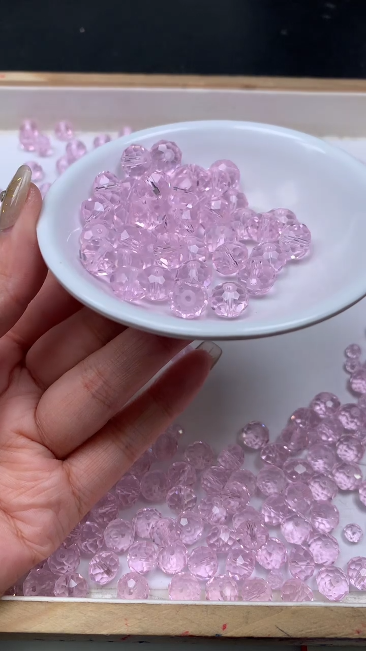 未镶嵌珠宝半成品水晶D453 粉水晶切面8*10mm10个8.8元