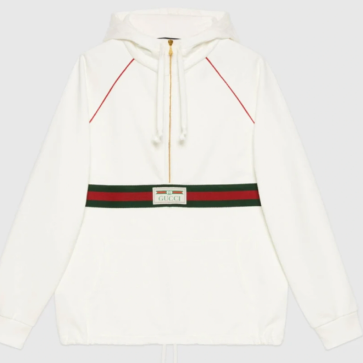 99新 GUCCI/古驰 汤/P235705375/白色长袖连帽卫衣 xs