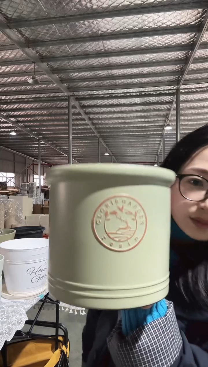 【闪购商品】塑料8寸圆柱抹茶绿2只装带托