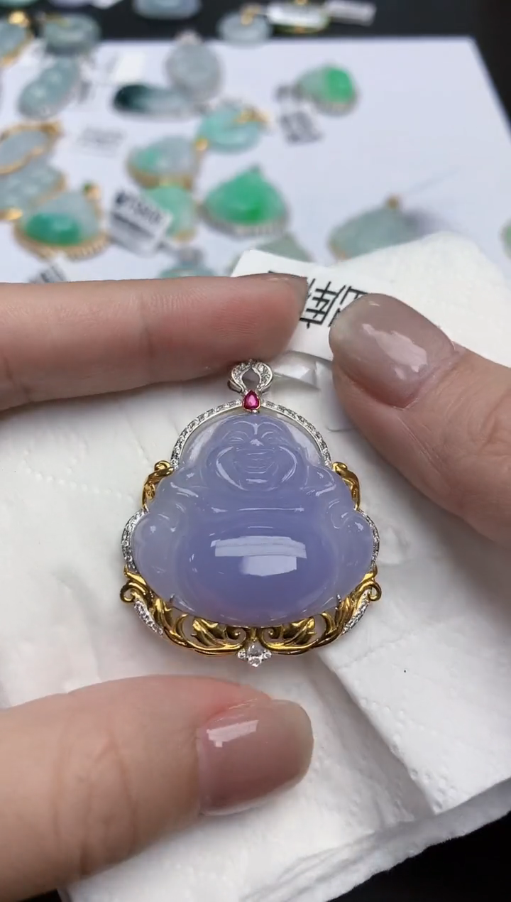 【闪购商品】翡翠颈饰18K金镶嵌天然缅甸翡翠A货