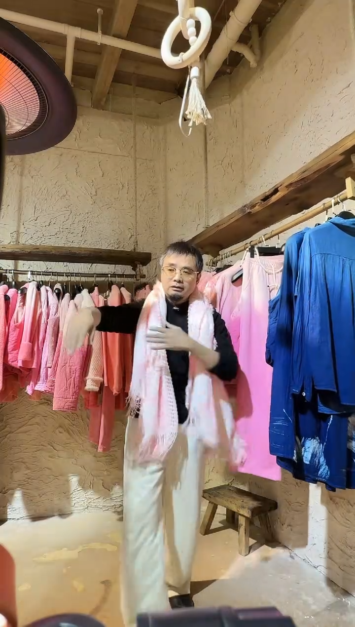 粉染植物染围巾111