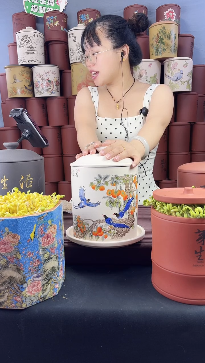 送****花绶带鸟 白玉段+黑金砂+紫砂托盘