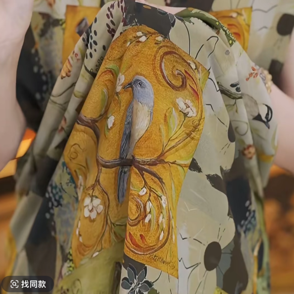 X【送腰封】原版正品2025年新款气质高端显瘦 小鸟枝头连衣裙女