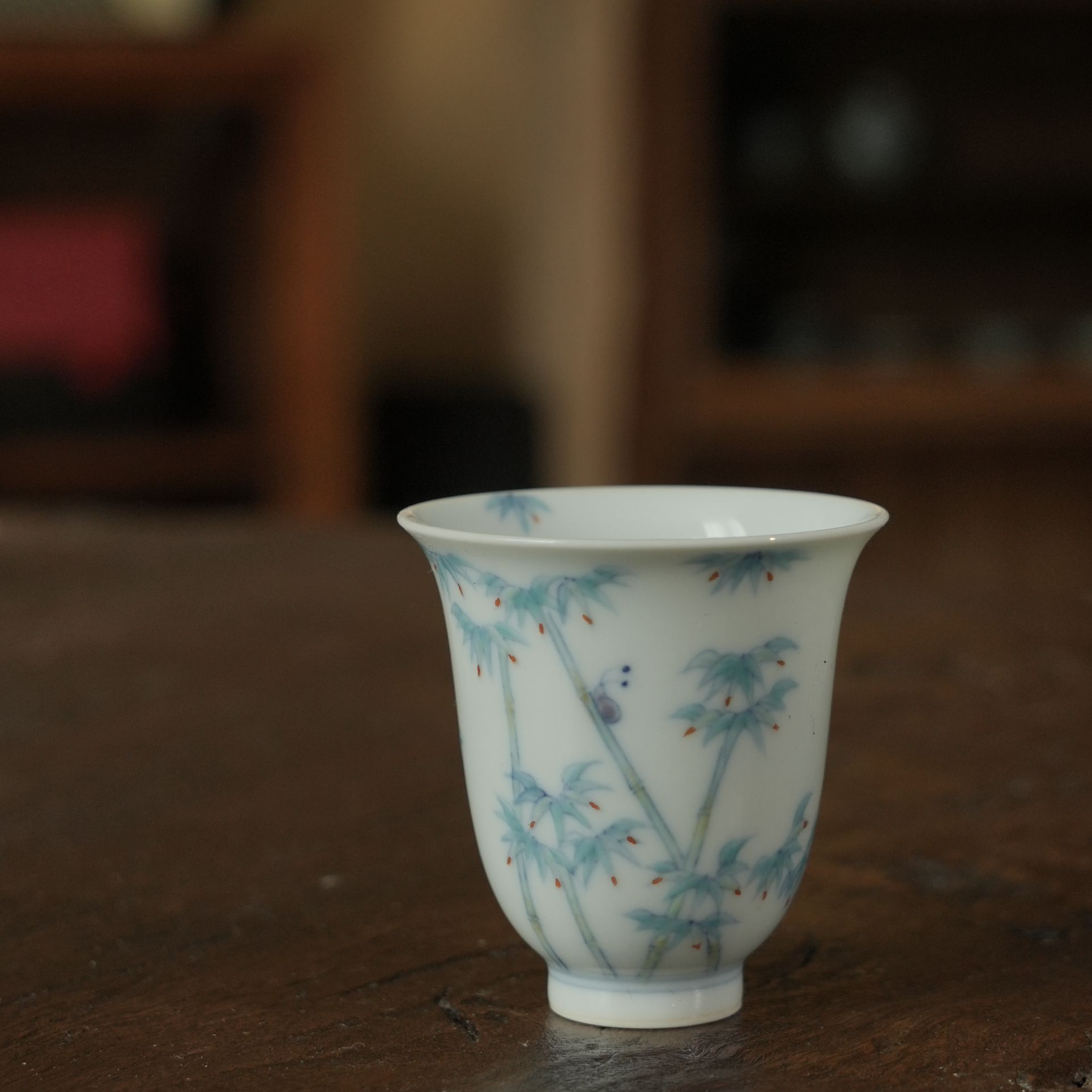 望月怀古瓷露露望月怀古斗彩竹子闻香杯景德镇陶瓷手工手绘