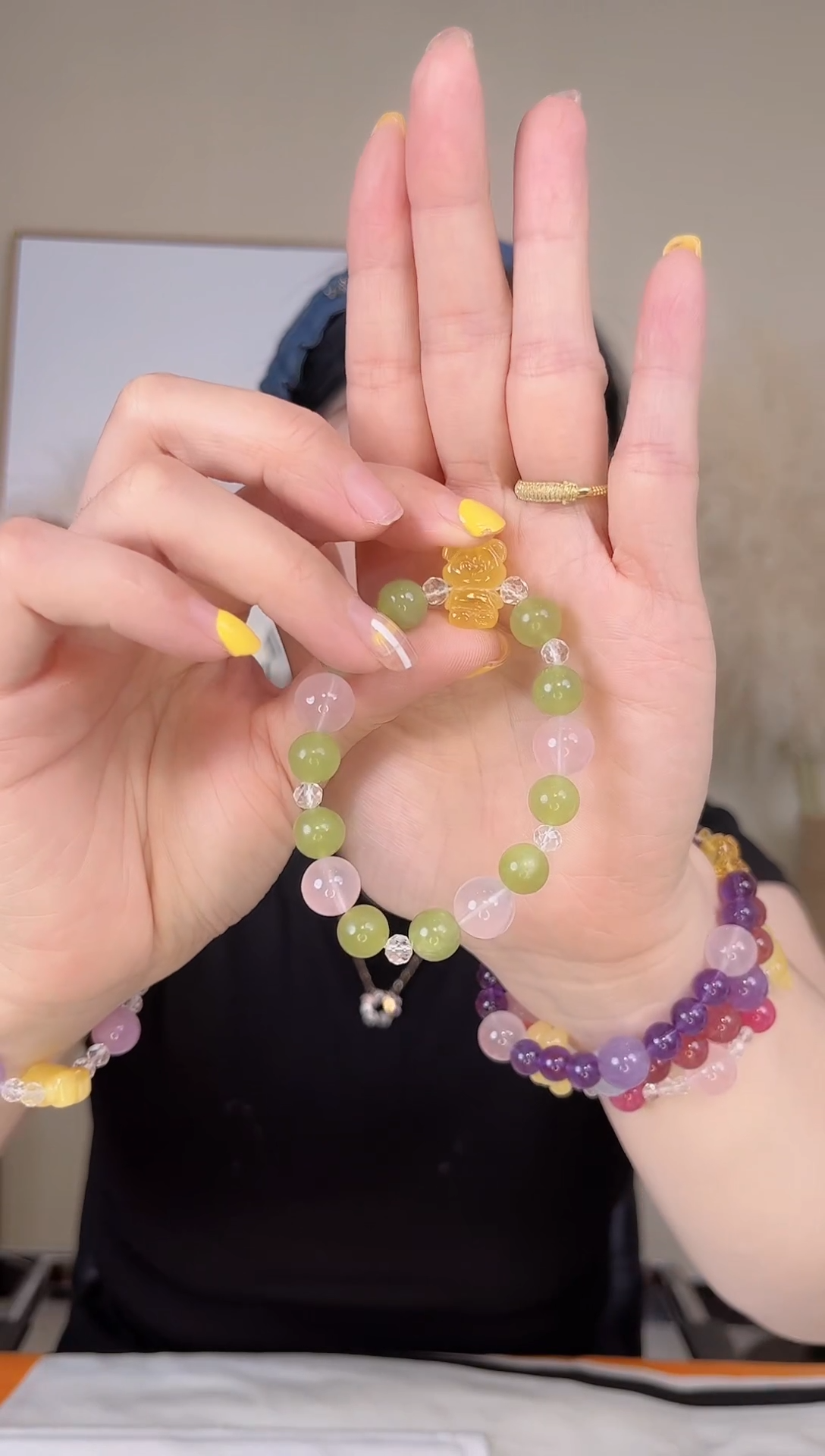 水晶手链未镶嵌粉水晶岫玉手链