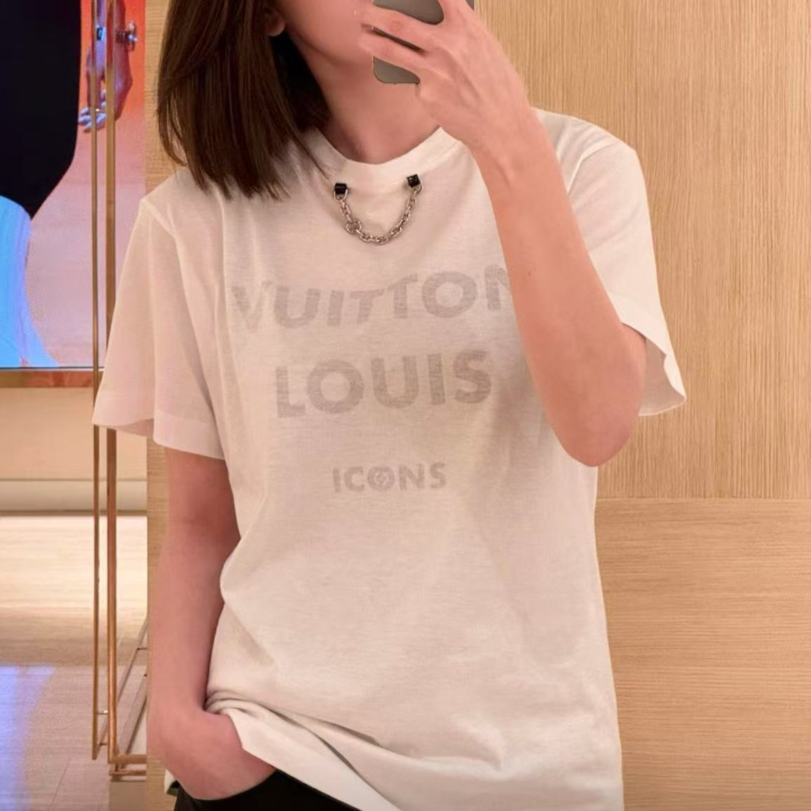 未使用 LouisVuitton/路易威登 经典logo链条短袖T恤