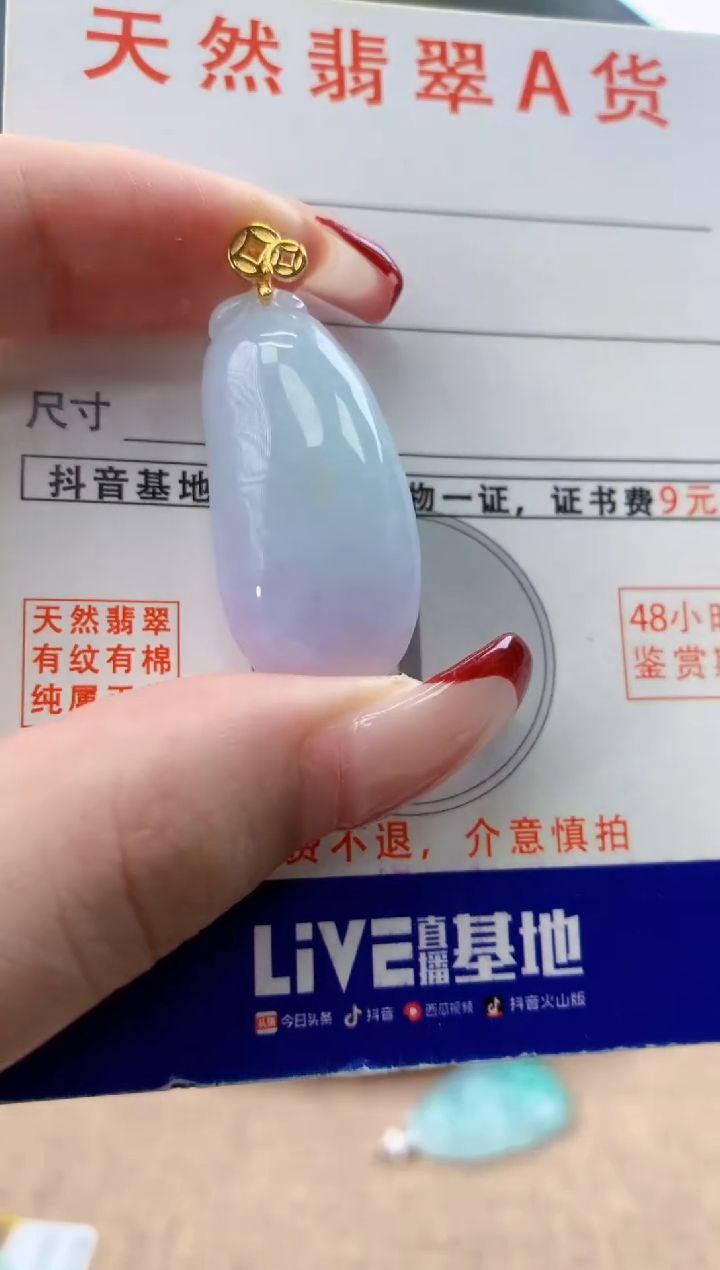 颈饰18K金镶嵌翡翠 天然A货翡翠挂件