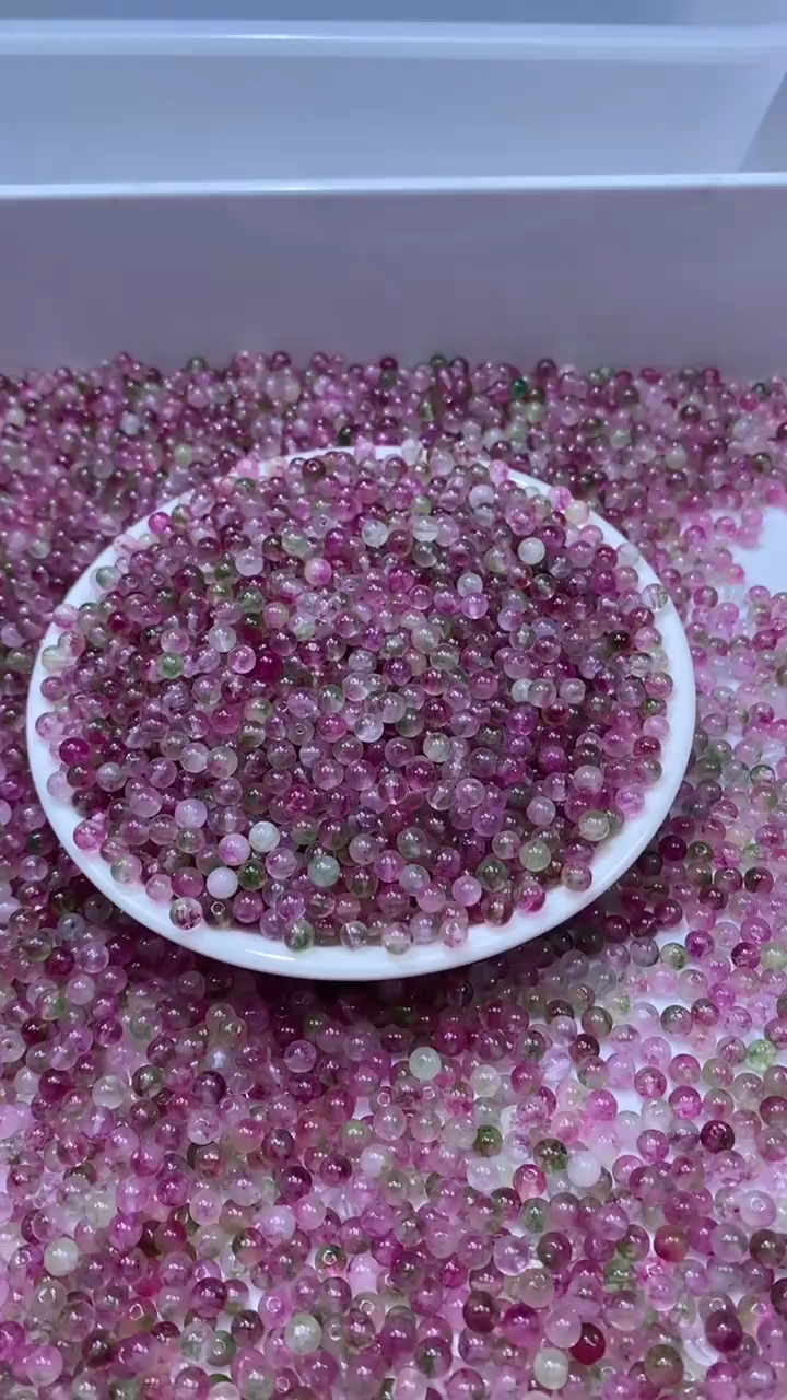 颈饰未镶嵌水晶W3255高品西瓜碧玺4MM*26颗