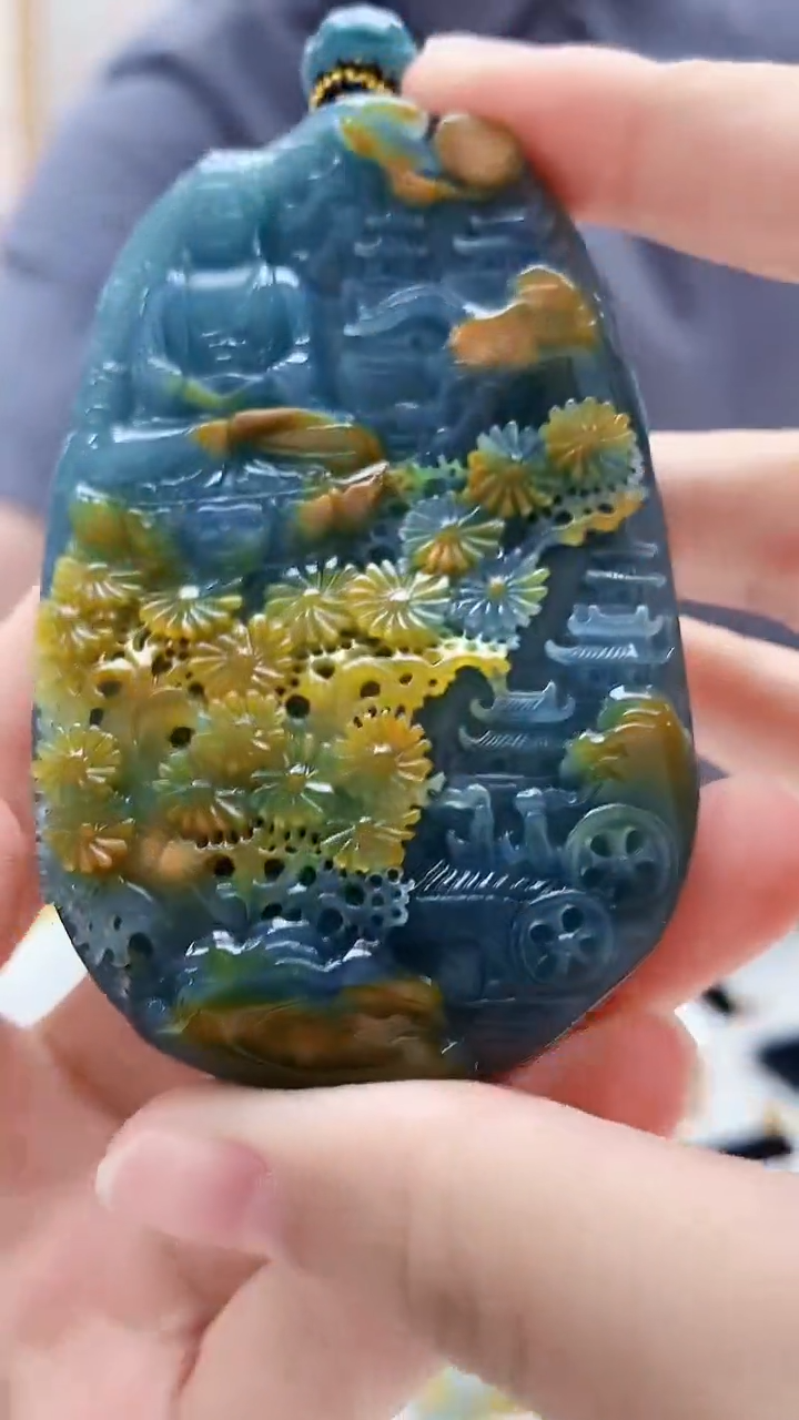 未镶嵌定制翡翠5060lr-毛货挂件60