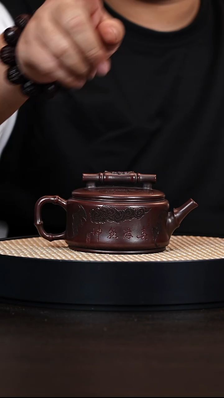 茶壶紫砂竹节汉瓦