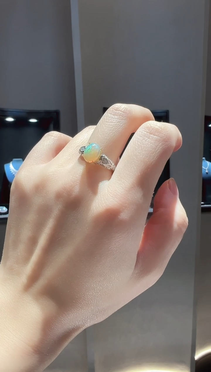 【闪购商品】欧泊戒指银S925镶嵌1】