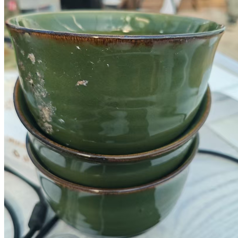 特价瑕疵，绿小碗3只