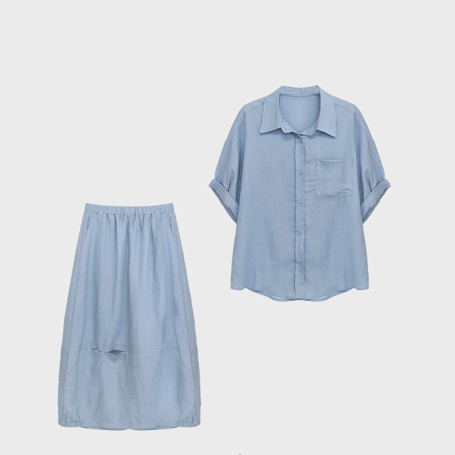 套装衬衫半身裙宽松慵懒风两件套MY-25521XG1