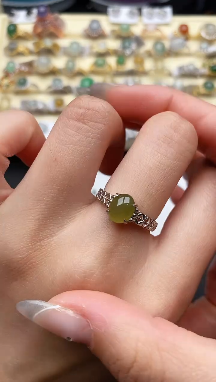 【闪购商品】翡翠戒指银S925镶嵌44444444+1