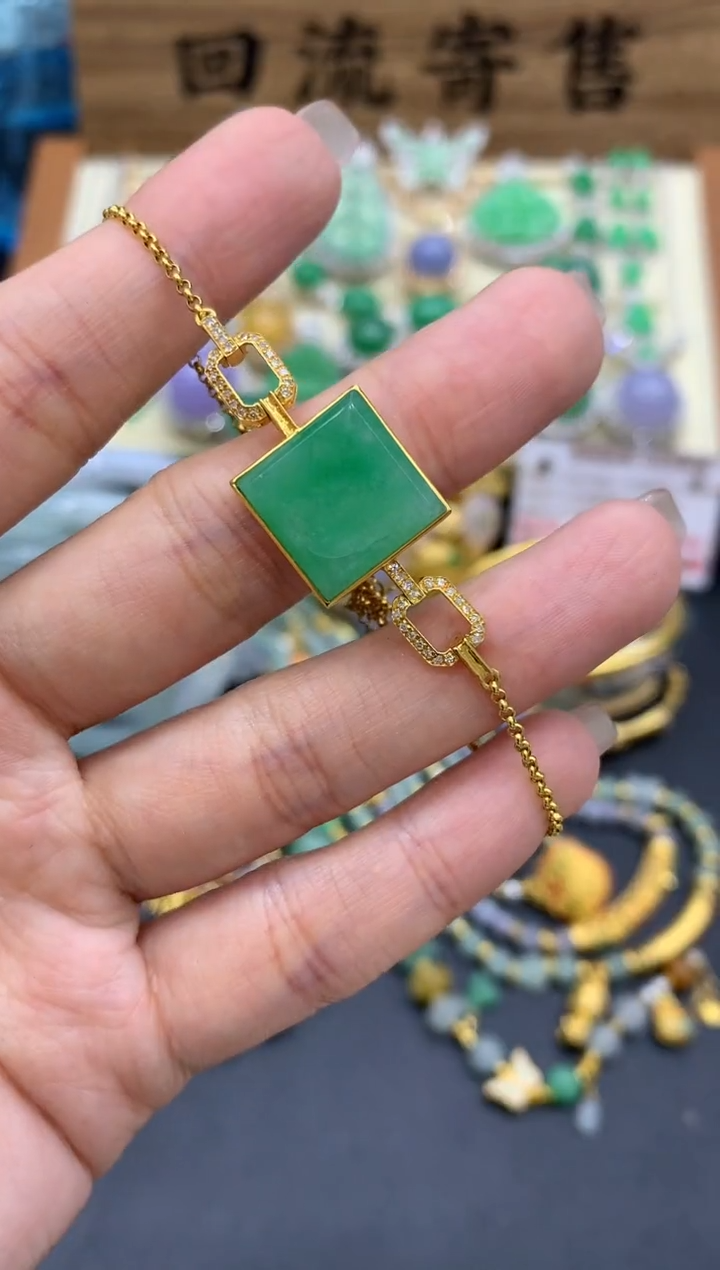 【闪购商品】翡翠手链18K金镶嵌399-中国好珍宝