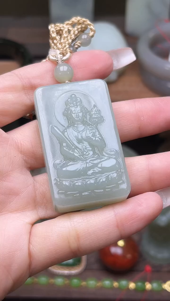 【闪购商品】和田玉吊坠未镶嵌且末青白 虚空藏9007333