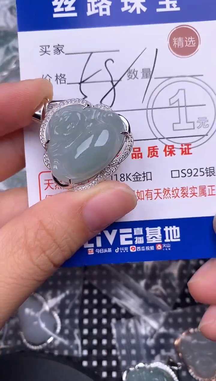 颈饰银S925镶嵌翡翠挂件
