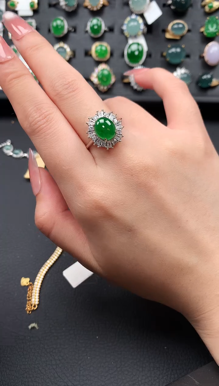 【闪购商品】翡翠戒指银S925镶嵌52141