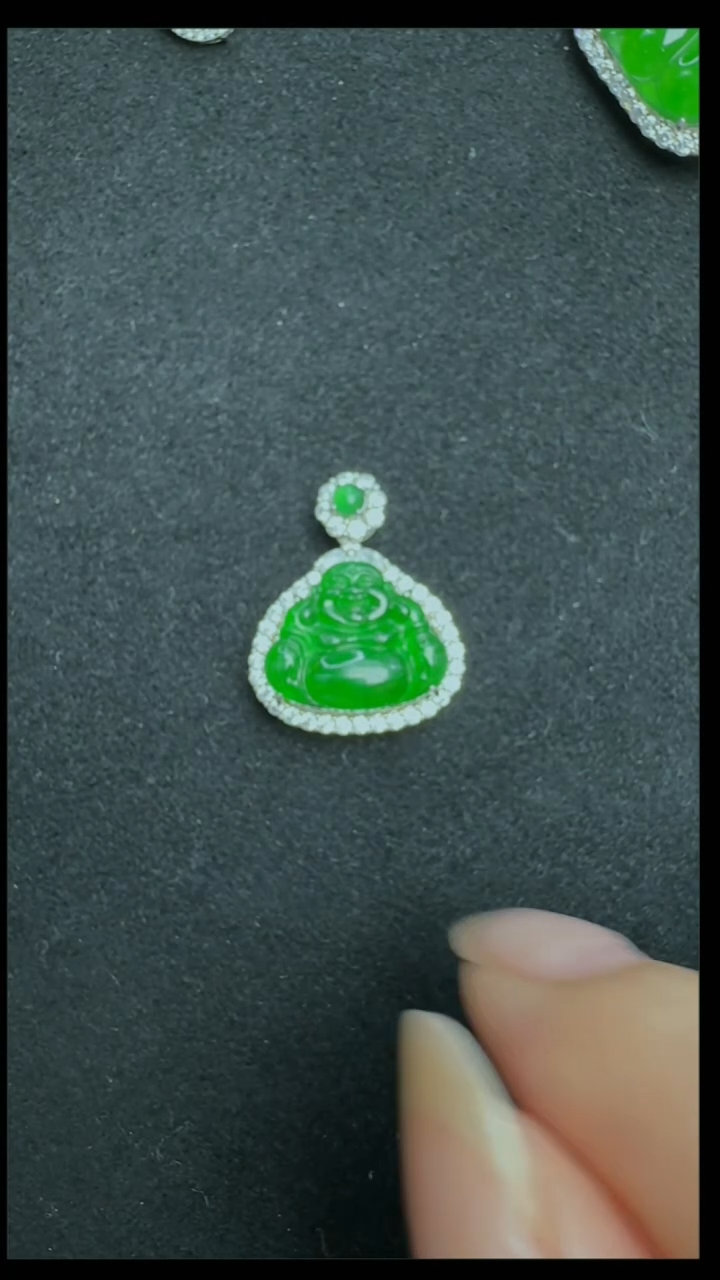 【闪购商品】翡翠耳饰银S925镶嵌佛公