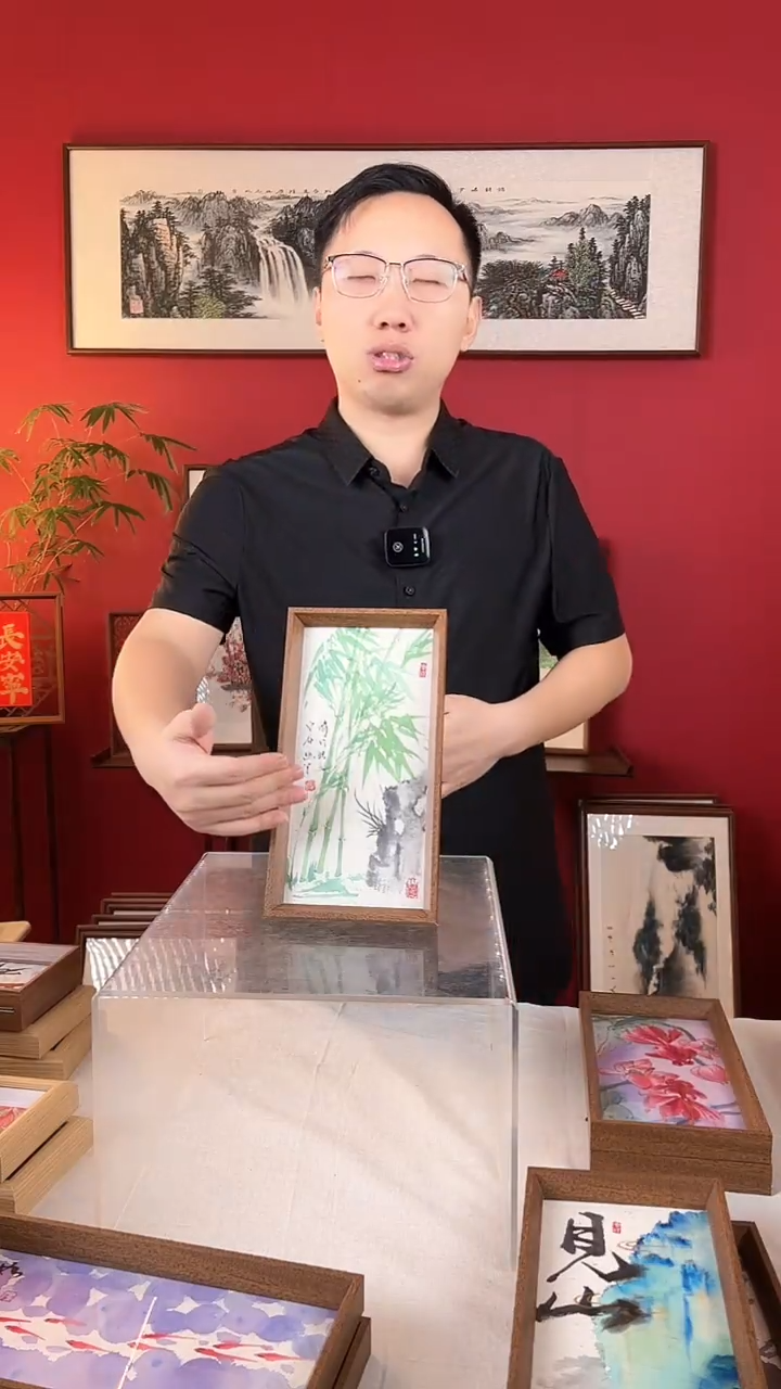 【闪购商品】国画翠竹14*27纯手绘国画摆台