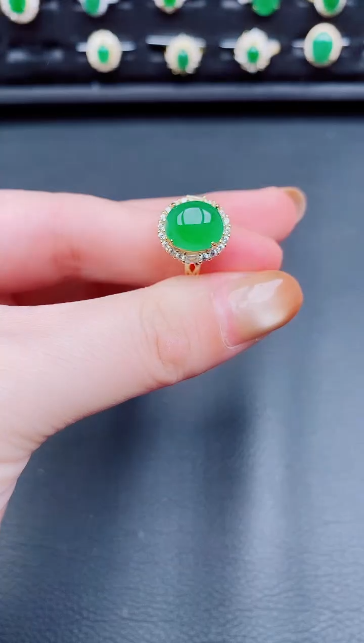 【闪购商品】翡翠戒指银S925镶嵌天然a货翡翠167