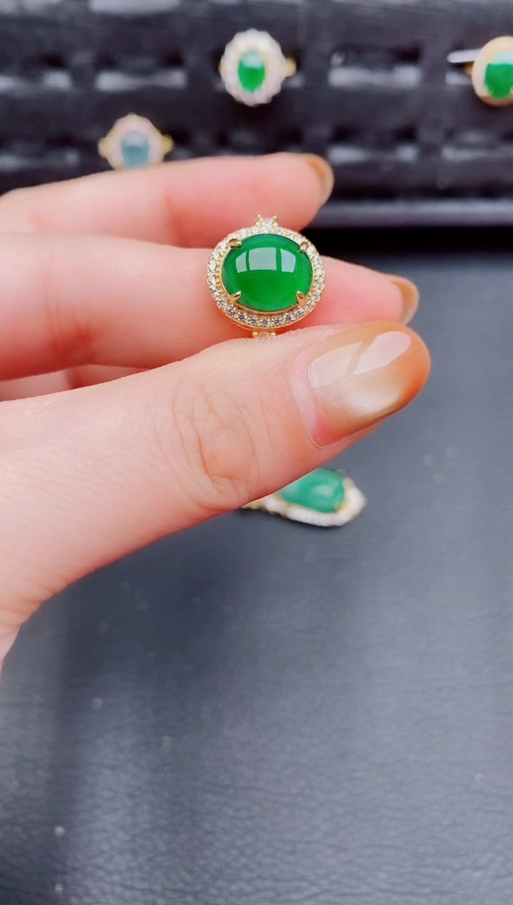 【闪购商品】翡翠戒指银S925镶嵌天然a货翡翠904