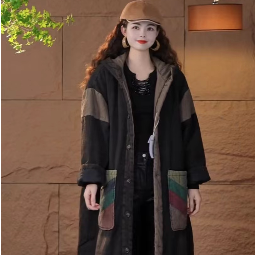 1995（安言服饰)新款时尚洋气中长款加厚保暖中长款风衣