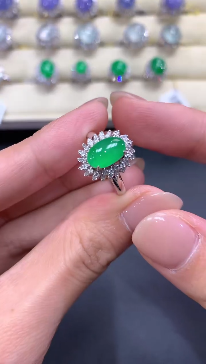 【闪购商品】翡翠戒指18K金镶嵌a358