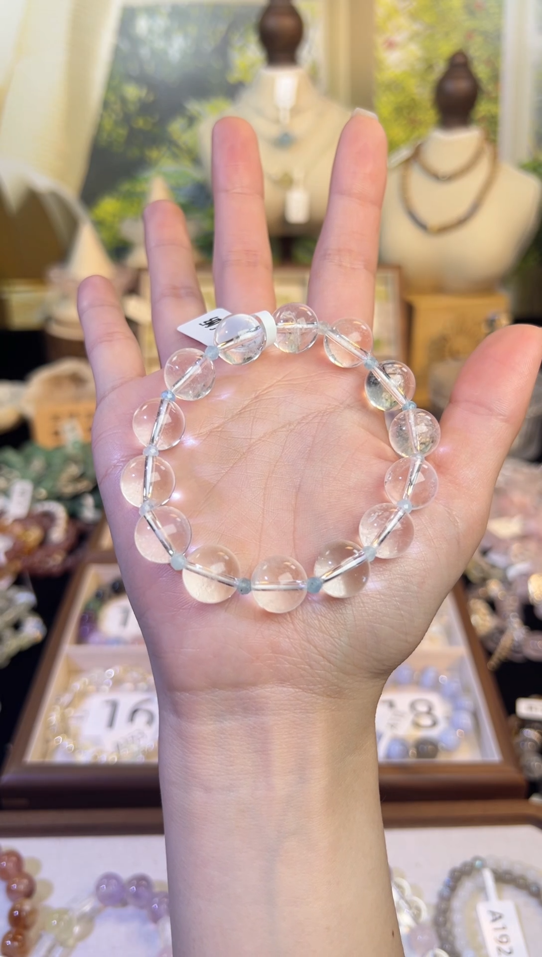 水晶手链银S925镶嵌海蓝宝-A132